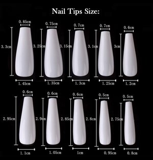 XL coffin  full cover nails tips